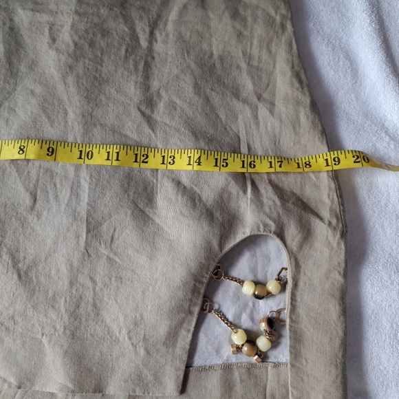 Zara 100% Linen Mini Skirt Nude Chain  Decor Side Zipper Back L - Picture 7 of 11